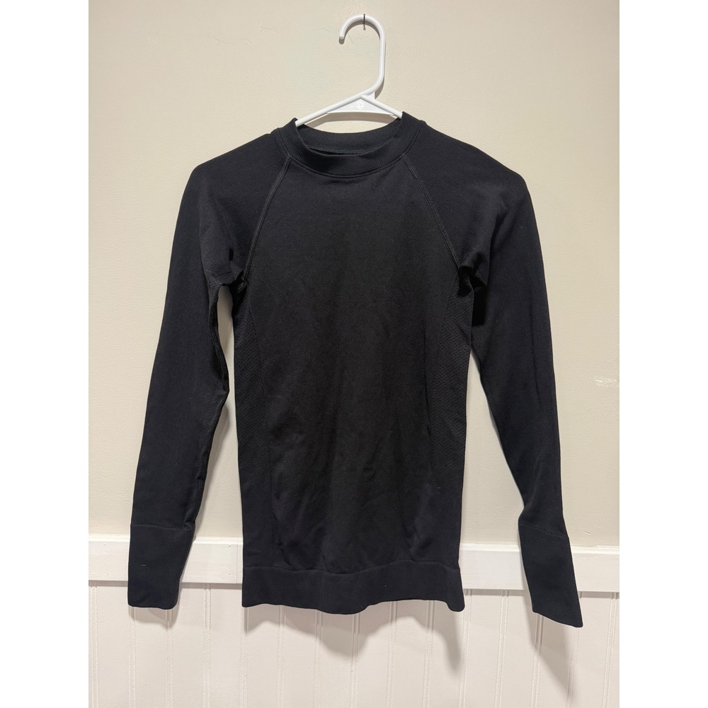 Halfdays Johnson Long Sleeve Top Baselayer Ski Seamless Black Women Size XS